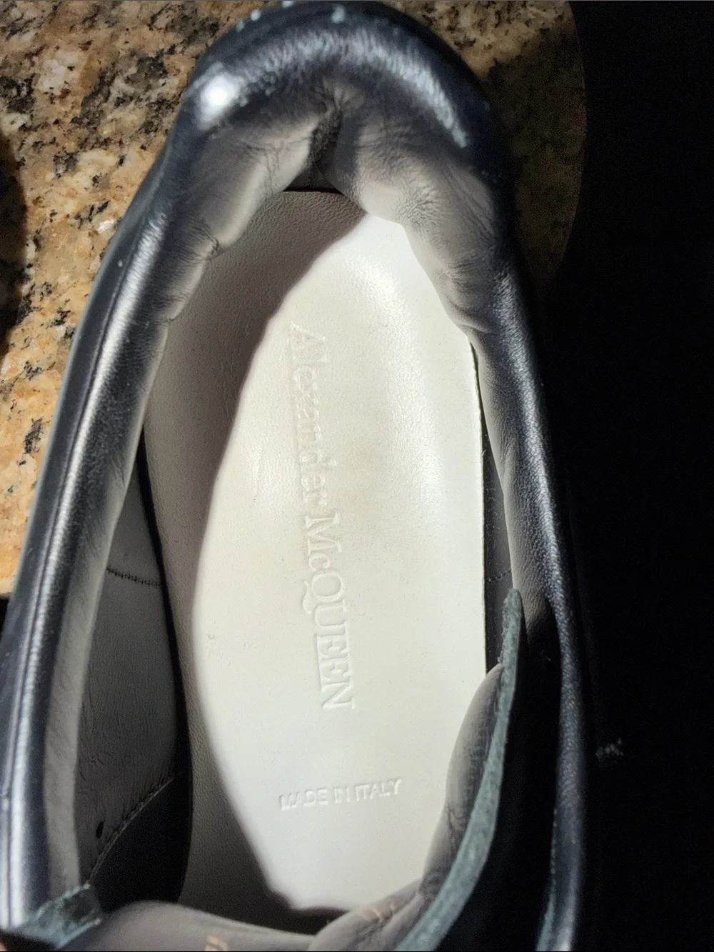 Alexander McQueen Women’s Oversized Black Leather Sneakers with White Platform